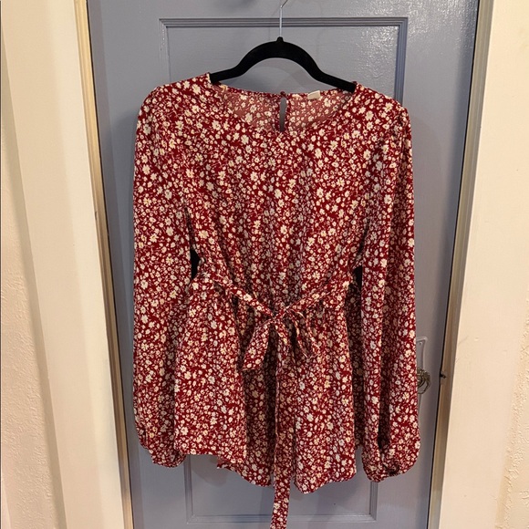 Tops - Floral Red Women's Top